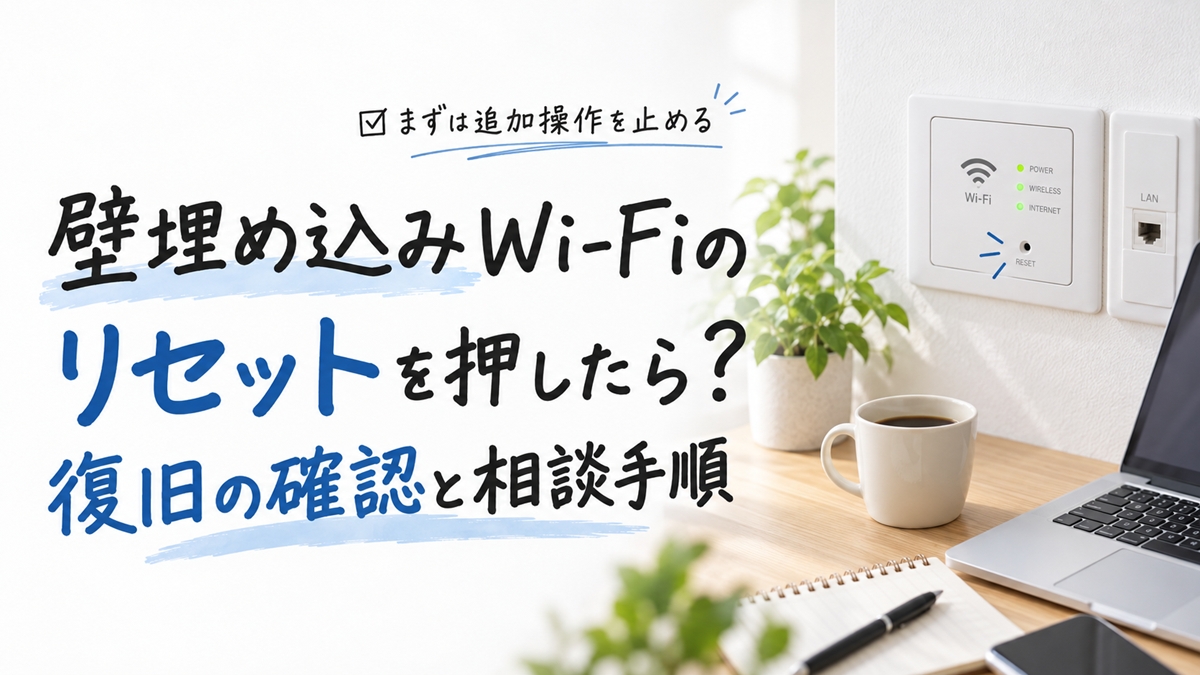 壁埋め込みWi-Fiのリセットを押したら？復旧の確認と相談手順