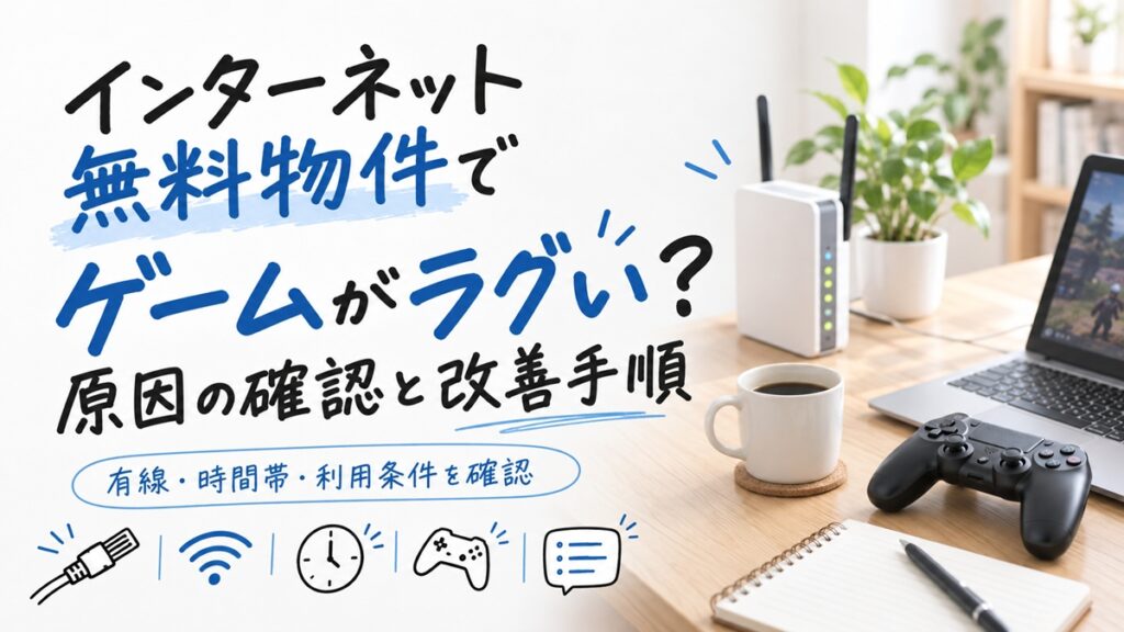 インターネット無料物件でゲームがラグい？原因の確認と改善手順