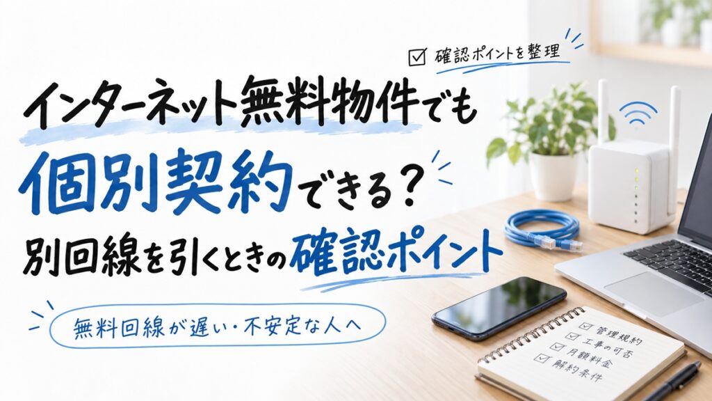 インターネット無料物件でも個別契約できる？自分だけ別回線を引くときの確認ポイント