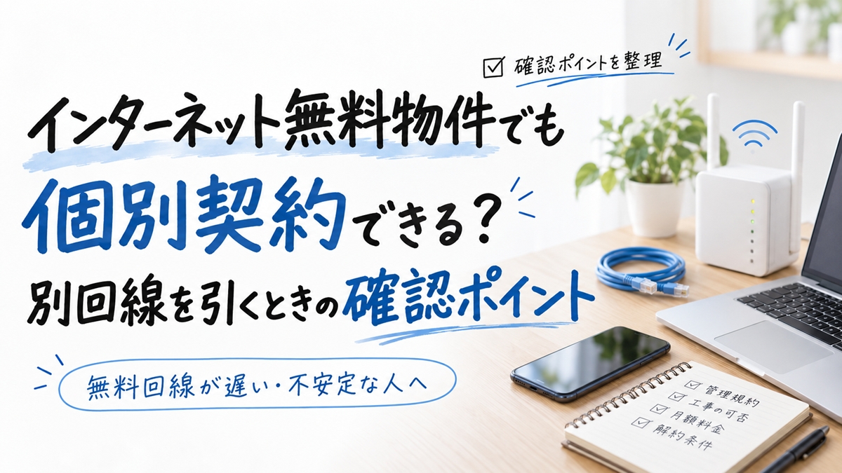 インターネット無料物件でも個別契約できる？自分だけ別回線を引くときの確認ポイント