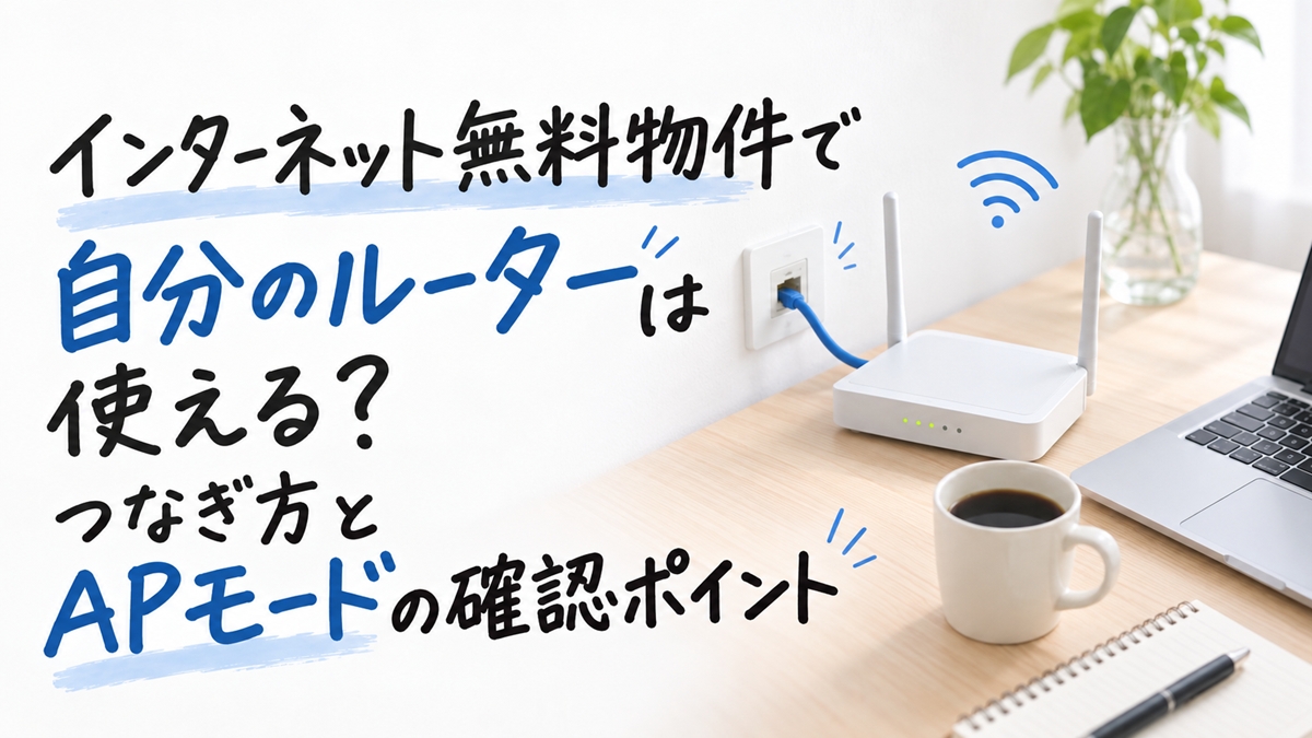 インターネット無料物件で自分のルーターは使える？つなぎ方とAPモードの確認ポイント