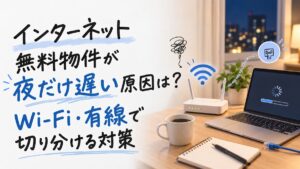インターネット無料物件が夜だけ遅い原因は？Wi-Fi・有線で切り分ける対策