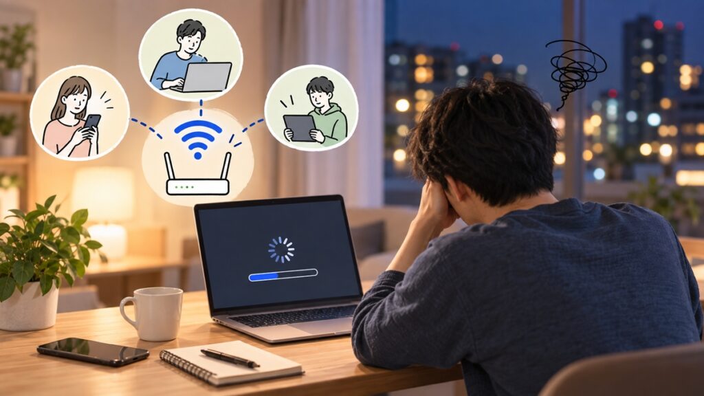 インターネット無料物件が夜だけ遅くなる原因