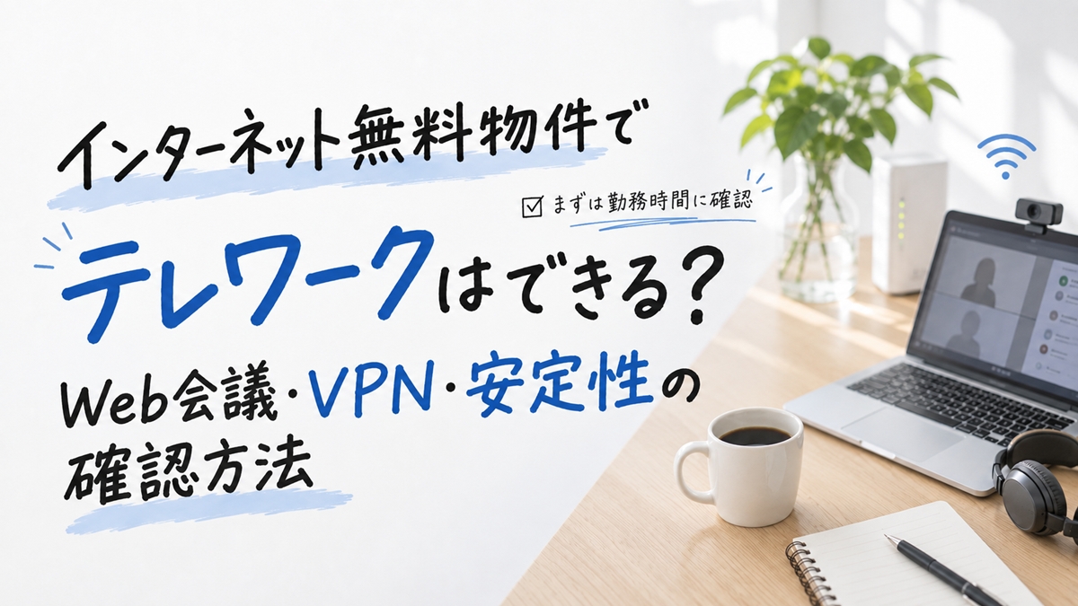 インターネット無料物件でテレワークはできる？Web会議・VPN・安定性の確認方法