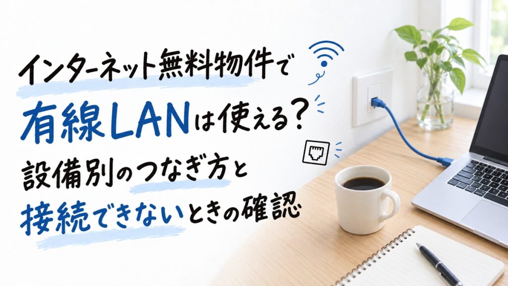 インターネット無料物件で有線LANは使える？設備別のつなぎ方と接続できないときの確認