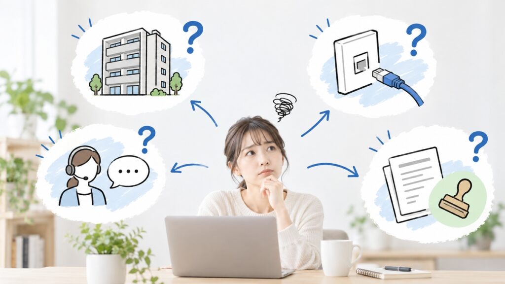管理会社も光回線がわからないときは、不明な項目を分ける