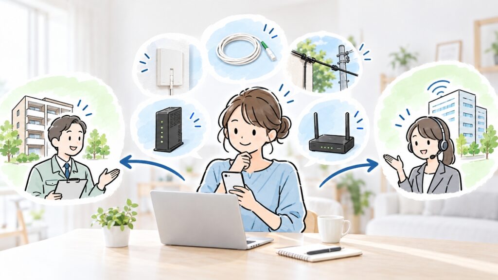 管理会社と契約先へ、対象設備を具体的に伝える