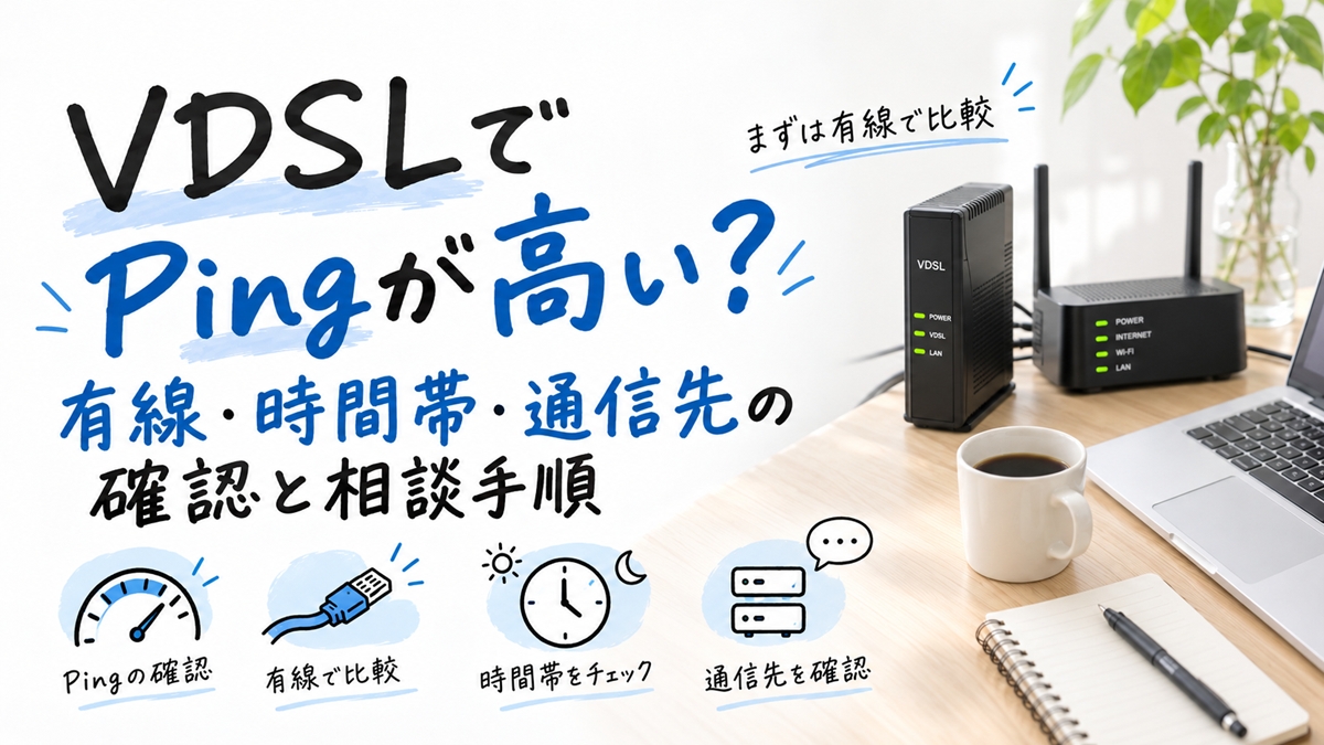 VDSLでPingが高い？有線・時間帯・通信先の確認と相談手順