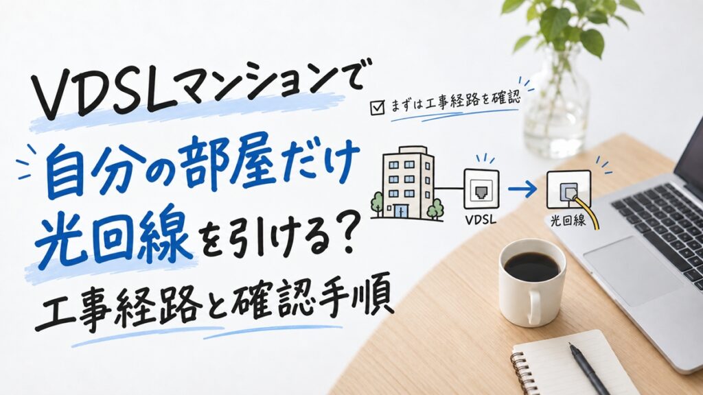 VDSLマンションで自分の部屋だけ光回線を引ける？工事経路と確認手順