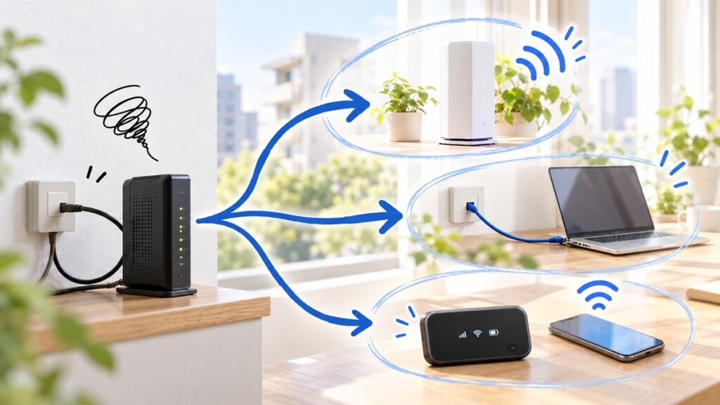 引込みが難しい場合は、今使える通信と比べる